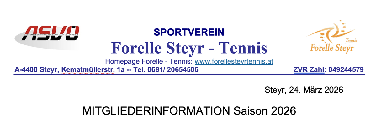 Mitgliederinformation Saison 2026