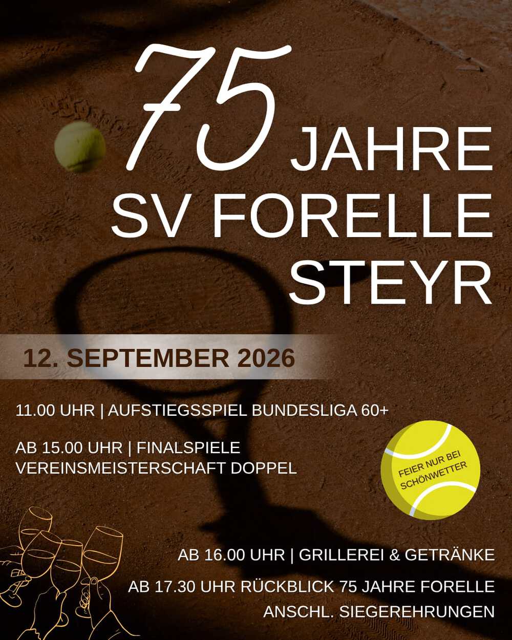 Wir feiern 75 Jahre SV Forelle Steyr Tennis - 12.09.2026 